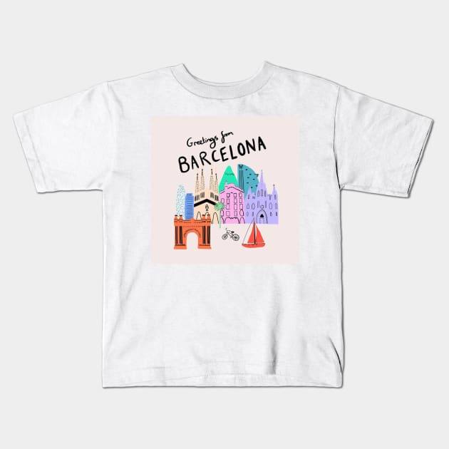 Barcelona Kids T-Shirt by AmandaGJ9t3